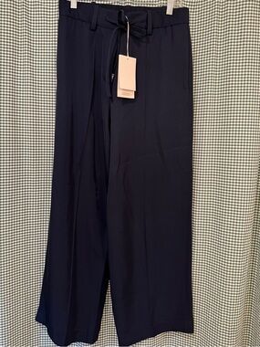 COS Navy Wide-Leg Tie-Waist Trousers